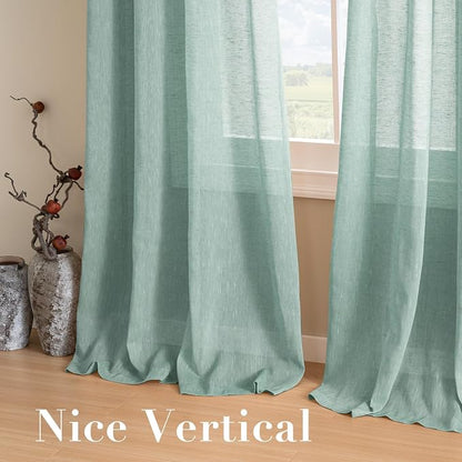 H.VERSAILTEX Linen Curtains Nickel Grommet Natural Linen Semi-Sheer Curtains 2 - Image 7