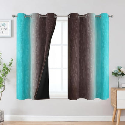 Brown and Teal Ombre Blackout Curtains - Image 2