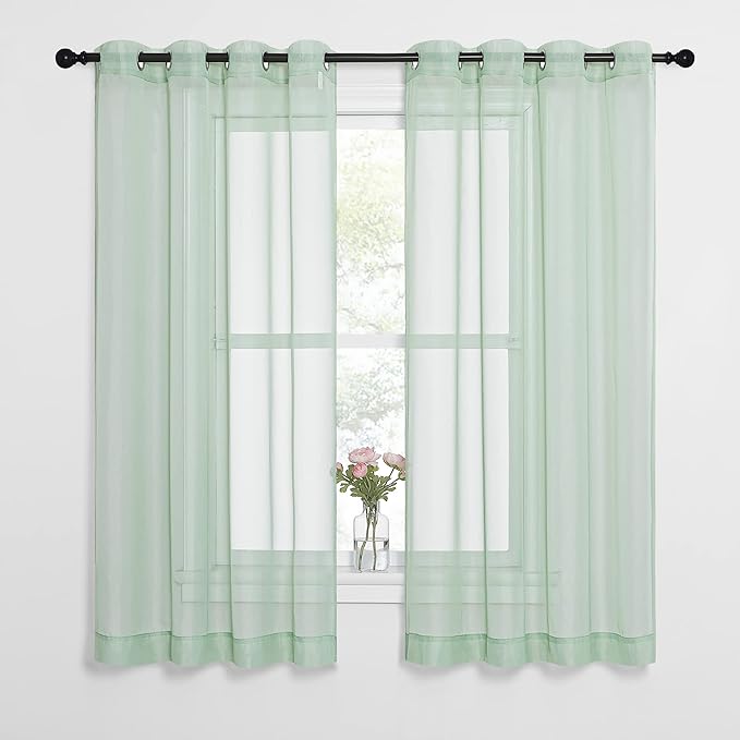 NICETOWN Sheer Curtains for Bedroom Windows, Grommet Top Voile Sheer Country by NICETOWN