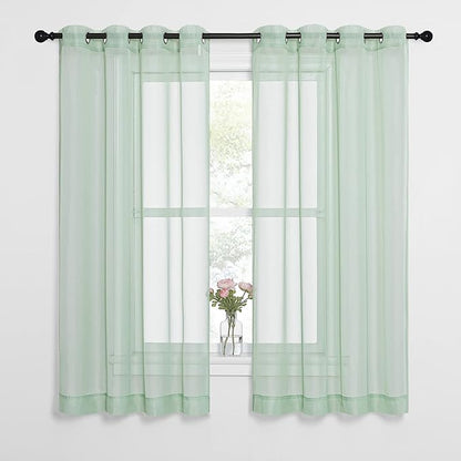 NICETOWN Sheer Curtains for Bedroom Windows, Grommet Top Voile Sheer Country by NICETOWN