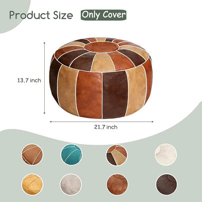 Thgonwid Unstuffed Moroccan Storage Pouf Foot Stool Ottoman Seat Handmade Faux - Image 2