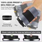 Volhoply 13 oz Stainless Steel Insulated Travel Coffee Mug with Fip Lid Bulk 2 Pack,Reusable Double Wall Vacuum Metal Coffee Cup,Portable Leak Proof Thermal Tumbler for Hot & Cold Drinks(Gray,2)