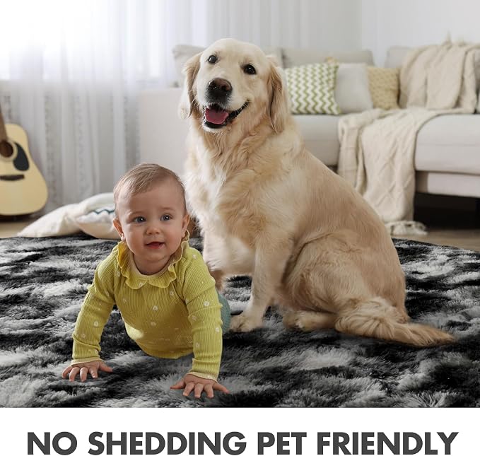4x6 Ft Shag Area Rug for Bedroom Living Room, Tie-Dyed Ultra Soft Fluffy Furry - Image 6