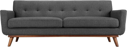 Modway Engage Mid-Century Modern Upholstered Fabric Sofa in Gray - Image 3