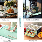 Silicone Pastry Mat 24"x16" Extra Thick Non Stick Baking Mat with Measurement, Food Grade Silicone Rolling Dough Mat, Fondant, Pie Crust Mat, Kitchen Mat with Hang Holes, Raised Edge