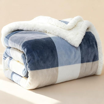 PU MEI Sherpa Fleece Throw Blanket 80" x 90" Full/Queen Reversible Plush Fluffy - Image 3