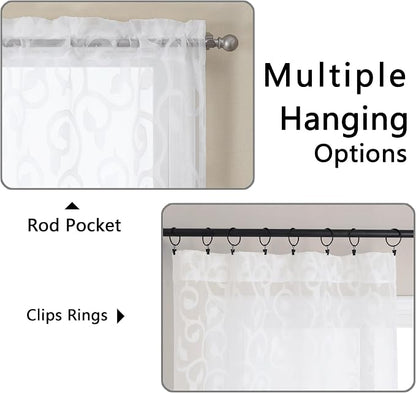 Furman White Kitchen Curtains Tiers 36 inch Length, Light Filtering Soft Airy - Image 6