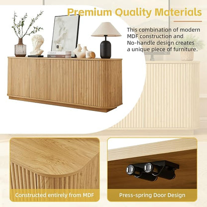 Fluted TV Stand for TVs Up to 75 Inch, Mid Century Modern TV Console for Living - Image 3