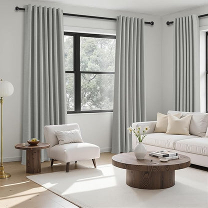 Topfinel Frost Grey Linen Curtains 84 Inches Long 2 Panels Set - Image 7