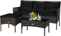 Tangkula 3 Pieces Patio Conversation Set, All Weather Outdoor PE Rattan Wicker by TANGKULA