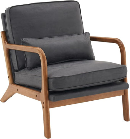 Bonnlo Microfiber Dark Grey Accent Chairs Set of 2, Upholstered Mid Century - Image 8