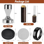 Espresso Accessories Kit, 51mm Tamper, Coffee Tamper Set, Silver 51mm Stainless Steel Espresso Tamper, Dosing Funnel, Tampers Mat, WDT Tools and Puck Screen Set Fit 51mm Portafilters