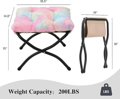 15" Folding Ottoman, Foldable Footrest Stool, Portable Small Foot Stool - Image 3