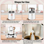 9 Cup Aluminum Moka Pot Classic Stovetop Espresso Coffee Maker 450ml 15oz Coffeemaker Percolator Mocha Express Preferred Cafe Makers for Italian and Cuban Café Brewing White