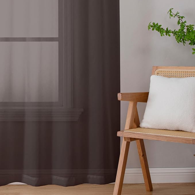 Chyhomenyc Chocolate Brown Sheer Curtains 78 Inches Long 2 Panels Set - Image 3