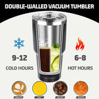 30 oz Tumbler with Lids and Straws, Stainless Steel Insulated Coffee Tumbler, Double Wall Vacuum Insulated Travel Mug Cup, Leakproof Thermal Coffee Cup for Hot and Cold Drinks (Glitter Black)