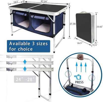 CampLand Outdoor Folding Table Aluminum Lightweight Height Adjustable - Image 2
