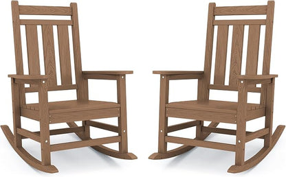 KINGYES Oversized Outdoor Rocking Chair Set of 2, All-Weather Patio Rocking by KINGYES
