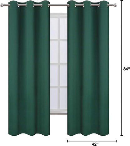 Dark Green Blackout Curtains/42 x 84 Inch/Set of Two Panels Grommet Bedroom - Image 10