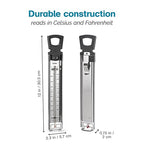Polder Candy/Jelly/Deep Fry Thermometer, Stainless Steel, with Adjustable Sliding Pot Clip Attachment and Quick Reference Temperature Guide