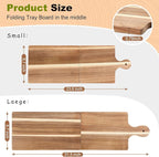 Large Acacia Charcuterie Board Wood Charcuterie Boards with Handles Foldable Travel Wooden Serving Cheese Boards for Party Food Appetizers Housewarming Gift Meat Party (23.6 x 8.7inch)