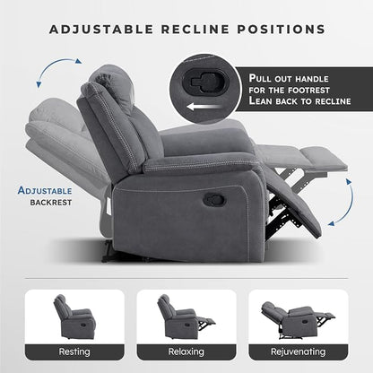 Lexicon Manual Recliner Chair, Polished Microfiber Reclining Sofa Chair - Image 5