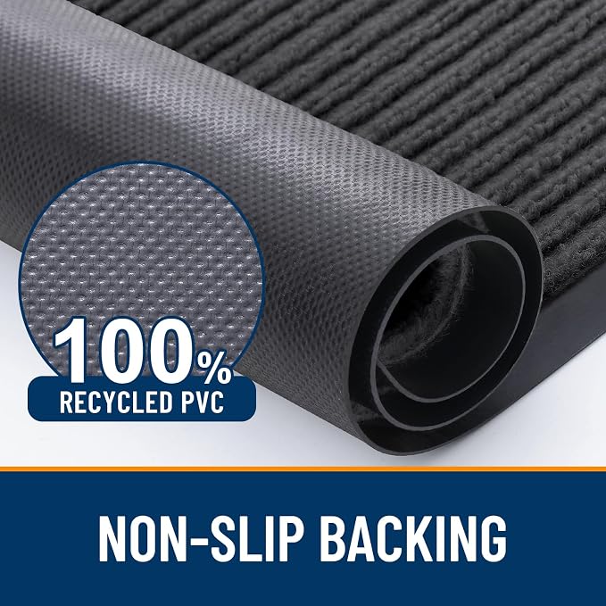 OLANLY 2-Pack Front Door Mats 47x32, Waterproof Heavy-Duty Doormats | Charcoal - Image 3