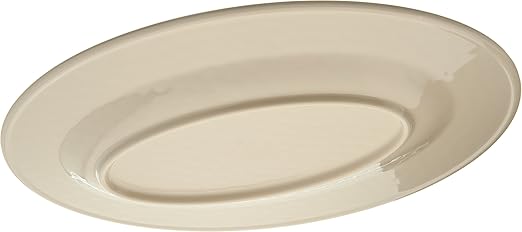 Carlisle FoodService Products Grove Resuable Plastic Oval Plate with Wide Rim for Home and Restaurant, Melamine, 12 x 8 Inches, Smoke, (Pack of 12)