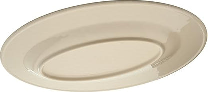 Carlisle FoodService Products Grove Resuable Plastic Oval Plate with Wide Rim for Home and Restaurant, Melamine, 12 x 8 Inches, Smoke
