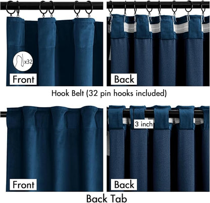MIULEE Velvet Curtains 50W x 108L 2 Panels Navy Blue Blackout Curtains | Luxury - Image 3