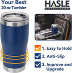HASLE OUTFITTERS 20 oz Tumbler Bulk, Stainless Steel Tumblers with Lid, Vacuum Insulated Tumbler, Double Wall Powder Coated Cup, coffee mugs, Navy Blue, 12 Pack