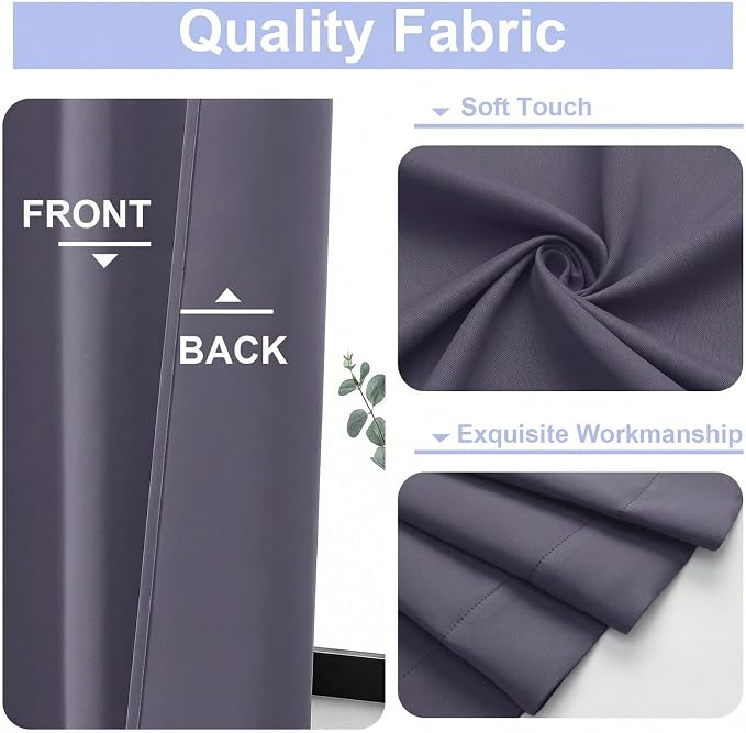 Simplebrand Greyish Purple Blackout Curtains - Image 3