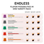 CARRARO Variety Pack - 100 Premium Espresso Pods Compatible with Nespresso Original Machines - Medium & Dark Roast Espresso Aluminum Capsules, 10 Packs - 100 Servings, Made in Italy