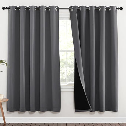 NICETOWN Grey Full Shade Curtain Panels, Pair of Energy Smart & Noise Blocking - Image 2