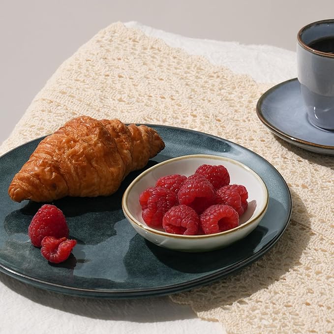 famiware Ocean Soy Sauce Dishes of 6, Oval Dipping Sauce Cups/Bowls/Dishes for Kitchen, 2.1oz Ceramic Small Bowls for Side Dish, Appetizers, Snacks, and Sushi, Dishwasher Safe, Vanilla White