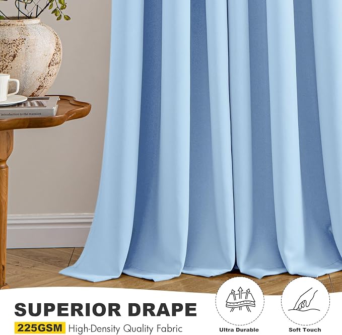 MIULEE Blackout Curtains for Bedroom 2 Panels 40 x 72 Inch Long Sky Blue | - Image 5