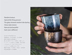 Ceramic Tea Cup, Kung Fu Tea set, Coffee Cup, Yerba Mate Set 4-piece companion cup set (Grey)