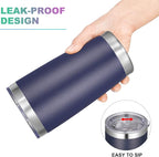 VEGOND 20oz Tumbler with Lid and Straw Stainless Steel Tumbler Cup Bulk Vacuum Insulated Double Wall Travel Coffee Mug Powder Coated Coffee Cup(Navy Blue 12 Pack