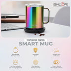 SMLDR Pro Heated Mug, 14 oz Smart Mug, Self-Heating, Adjustable Temperature, Battery Powered Heated Coffee Mug, Quick Recharge Time, Great for Coffee & Tea, Excellent Gift (Rainbow)