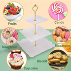 ShellKingdom 2 Pack Cupcake Stand, 3 Tier Serving Tray Cupcake Dessert Candy Fruit Display Holder for Wedding, Christmas, Baby Shower Birthday Tea Party (Square)