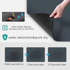 Coffee Maker Mat for Countertops, Coffee Bar Accessories Fit Under Coffee Machine Mat, 19"x12" Rubber Backed Coffee Pots, Table Mat under Appliance, Dish Drying Mat, Marble Navy for Kitchen Counter