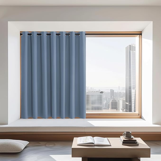 NICETOWN Stone Blue Blackout Curtains 72 inches Long, Grommet Privacy Window by NICETOWN