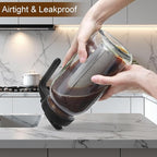 Cold Brew Coffee Maker Pitcher, 64oz Iced Coffee Tea Pitcher for Fridge with Stainless Steel Filter, 1/2 Gallon Glass Mason Jar Cold Brew Maker with Pour Spout Lid, Drying Mat, 2 Brushes, Leak-Proof