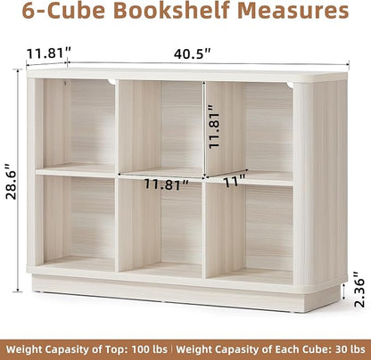 Joaxswe 6 Cube Bookcase, Wood Low Floor Standing Bookshelf - Image 2