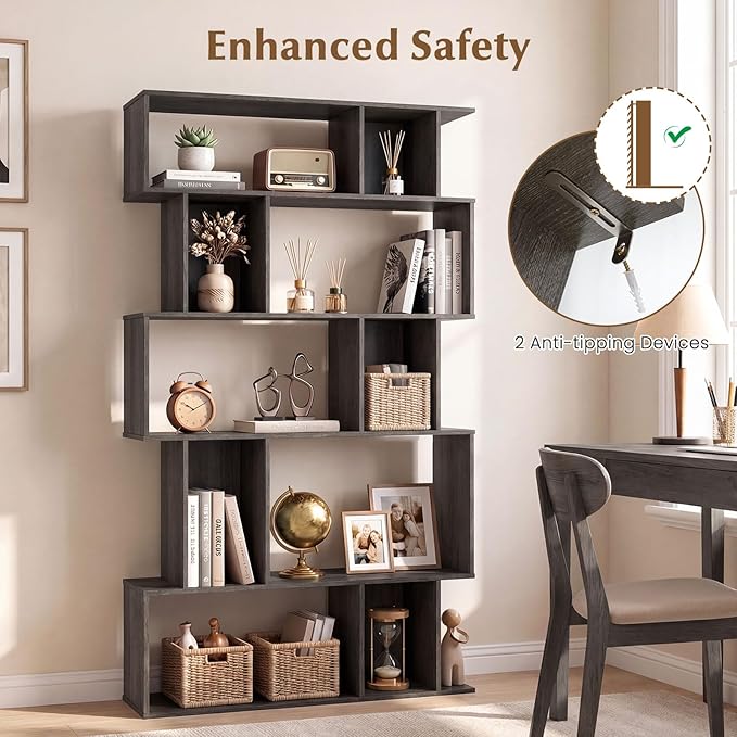 Giantex 5-Tier Bookshelf, 10-Cube Geometric Book Case - Image 7