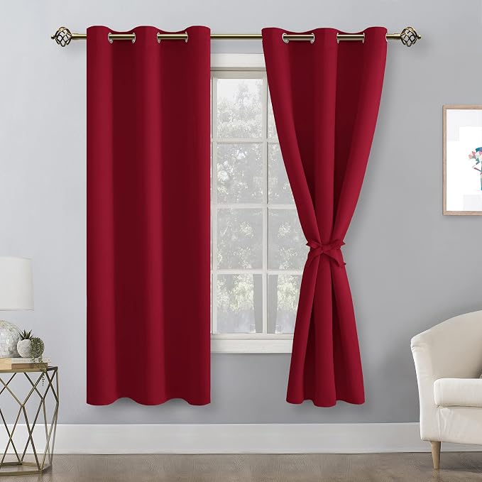 Blackout Curtains for Bedroom, 38 x 63 Inches Length, Christmas Red | Thermal - Image 8