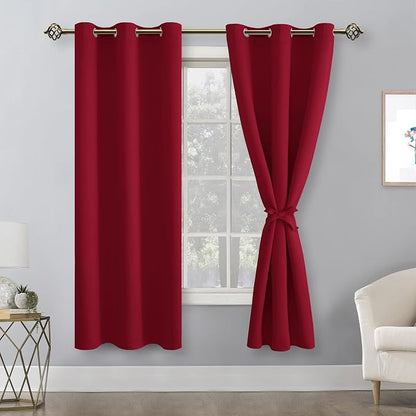 Blackout Curtains for Bedroom, 38 x 63 Inches Length, Christmas Red | Thermal - Image 8