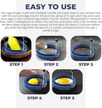 Professional 4 Inch Silicone Egg Ring, Pancake Mold Egg for Breakfast Sandwiches, Omelets and More, Nonstick Mold Ring, Round Blue (Pack of 2), Free e-Book by Abam (Blue & Red)