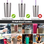 VEHHE Metal Stanley Straw, 12.5-inch Long Stainless Steel Stanley Cup Straw, 4 Pack Reusable Drinking Straws with Cleaning Brush for Stanley Cup Accessories(Rainbow)