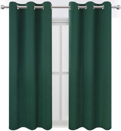 Green Blackout Curtains 40 x 63 Inch Length/Set of 2 Curtain Panels/Thermal - Image 2